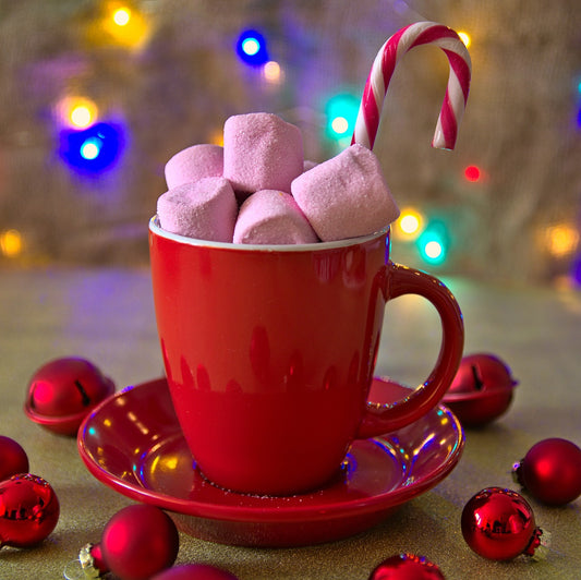 Candy Cane Coffee With Candy Cane and Marshmallows
