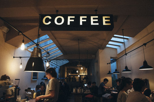 Coffee shop with coffee sign 